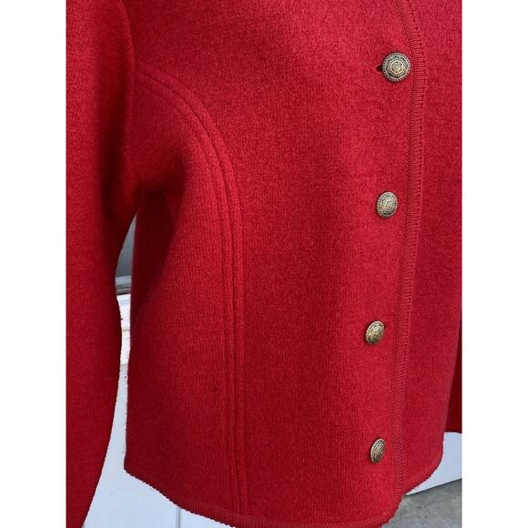 Vintage Pendleton 100% Virgin Wool Red Cardigan Embroidery Women’s Large - Picture 5 of 16